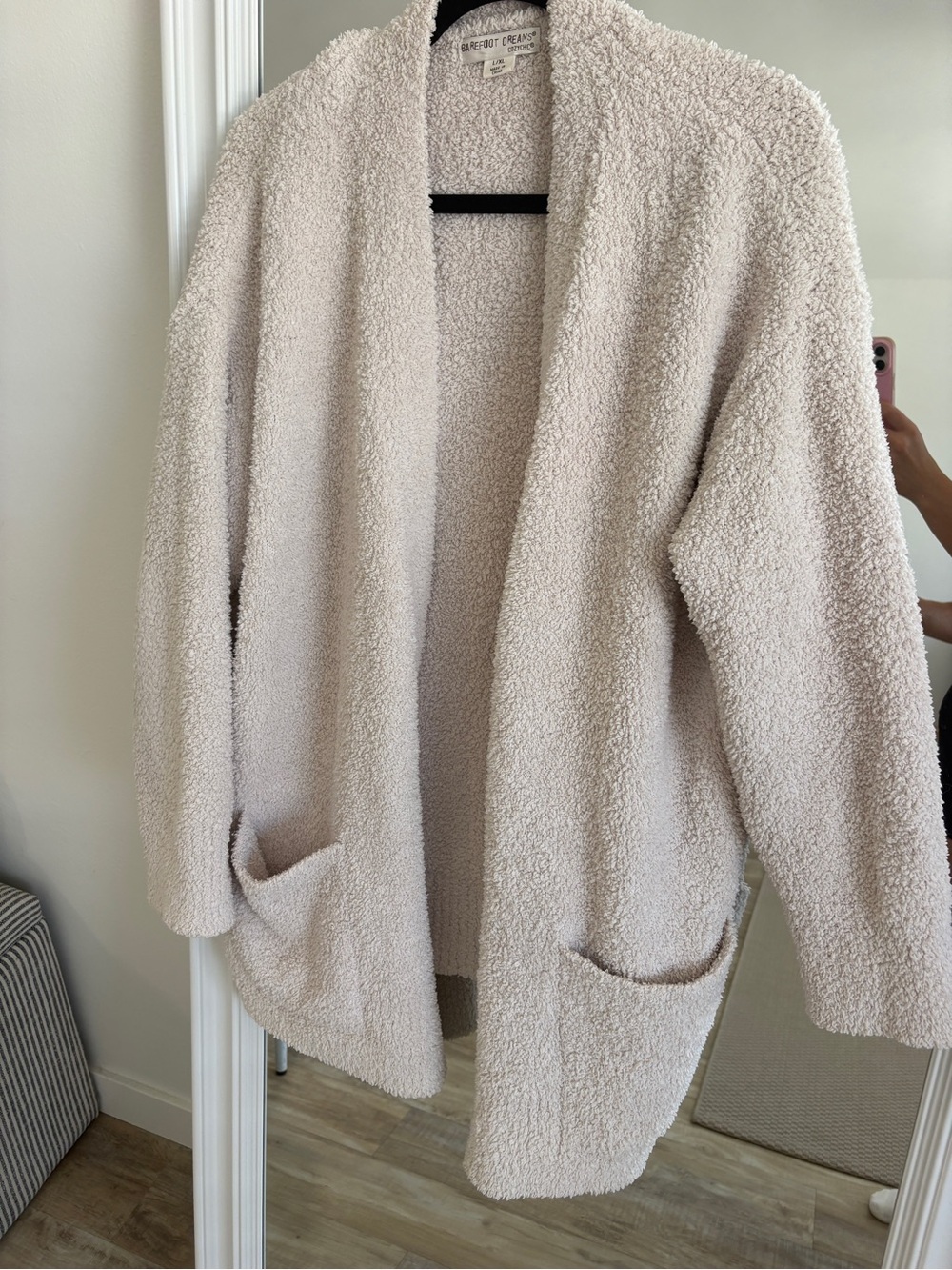 Barefoot Dreams CozyChic Plush Open Cardigan - Light Cream